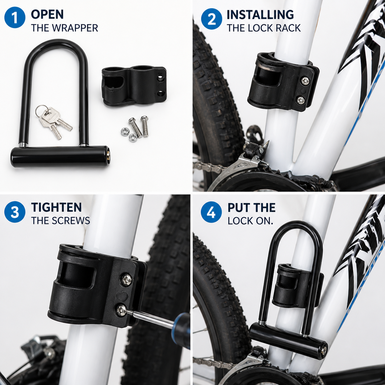 Portable Bicycle U-Lock – Heavy Duty Anti-Theft Security Lock with Keys